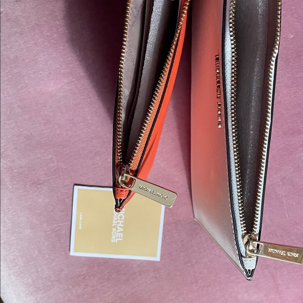 Michael Kors Vibrant Orange and White Clutch Duo NWT estate sale - Picture 7 of 7